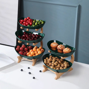 Plato de plástico creativo de tres niveles para frutas, estilo minimalista europeo, plato para frutos secos, bandeja de almacenamiento para mesa de centro. - Product Image 2