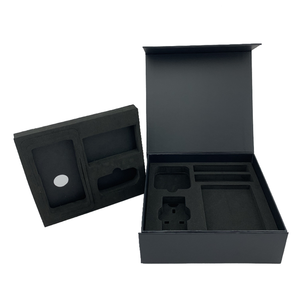 Low MOQ <b>Custom</b> Logo Luxury Black Magnetic Closure Rigid Cardboard Gift Box With Eva Foam Insert - Product Image 1
