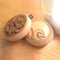 Bouteilles en alliage de titane pour eau minérale, Mini vin rond en cuir, sculpté à la main, Cowboy occidental classique