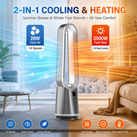 Kipas Angin Menara Tanpa Baling-Baling 2-in-1 PTC Keramik 2000W Kontrol Jarak Jauh Aplikasi Pintar 9 Kecepatan 4 Tingkat Panas Timer 8 Jam