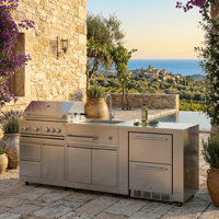 Nouvelle cuisine extérieure en acier inoxydable, résistante à la moisissure, aux couleurs fraîches, facile à nettoyer et hygiénique, pour le jardin