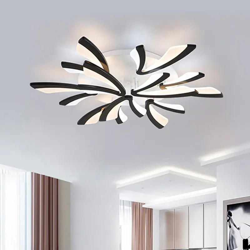 Wholesale Amazon hot sale black white bedroom modern minimalist creative dandelion remote control dimming LED ceiling light
