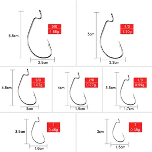 Lushawer 10 cái 1000 cái móc câu cá bằng thép carbon Jig Crank móc bass lớn đầu Jig móc thép gai cho Mồi Câu Cá mềm - Product Image 3