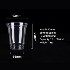 1000 Pack 12 oz Clear Plastic Cups PET Disposable Cold Drinking Cups with Flat or Dome Lids for Ice Cream / <b>Coffee</b> - Product Image 4
