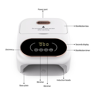 <span class=keywords><strong>Lampe</strong></span> à <span class=keywords><strong>ongles</strong></span> <span class=keywords><strong>UV</strong></span> LED BLUEQUE 2 en 1 avec boîte de désinfection intégrée, 4 réglages de minuterie, capteur intelligent, séchage rapide du gel, pour salon, maison, professionnel - Product Image 6