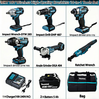 Kit combiné d'outils électriques sans fil Makita Lithium-Ion 10 pièces avec batterie et chargeur, adapté à la construction et au travail du bois