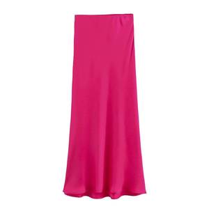 <span class=keywords><strong>Jupe</strong></span> longue en <span class=keywords><strong>satin</strong></span> décontractée d'été pour femmes, 8 coloris, respirante, tissée, fermeture éclair, vente chaude - Product Image 6