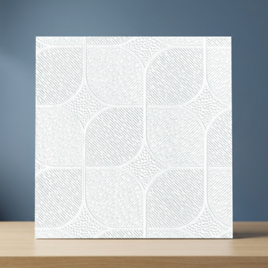 Plaque de plafond suspendu carrée décorative en PVC blanc stratifié, isolation thermique, classe d'incendie, pour salons modernes - Product Image 1