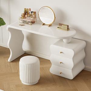 Meubles <span class=keywords><strong>de</strong></span> chambre à coucher pour femmes ensemble fournisseur crème moderne <span class=keywords><strong>3</strong></span> <span class=keywords><strong>tiroirs</strong></span> blanc maquillage vanité bureau chambre commode avec miroir - Product Image 2