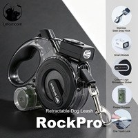 Laisse de chien rétractable intelligente pour l'extérieur, avec lampe torche LED, rechargeable par USB, en nylon, pour la randonnée, le camping, les grands chiens, durable