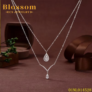 חולצות פריחות תכשיטים באיכות סיטונית כסף 925 טורקיז שרשרת גלימה כפולה שרשרת זירקוניה לנשים - Product Image 3