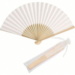 Abanico Plegable Personalizable de 7 Pulgadas, Abanico de Mano Portátil Tallado en Estilo de Arte Popular Blanco, Material de Bambú para Regalos Empresariales - Product Image 1