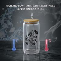 Gobelet en verre transparent de 16 oz pour sublimation avec couvercle en bambou, sans BPA et sans danger pour les aliments, design moderne pour bière, café glacé et projets de sublimation