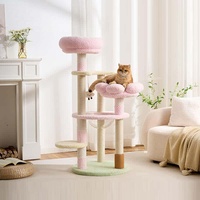 Grand arbre à chat en bois de luxe avec structure d'escalade, pilier ergonomique pour les griffes et plateforme de saut spéciale pour animaux de compagnie