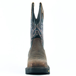 Botas de Trabajo de Seguridad de Alta Calidad para Hombre de 8 Pulgadas con Punta Cuadrada, Estilo Vaquero Occidental Patriótico y Cuero de Plena Flor Aceitado - Product Image 6