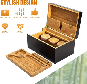 Tre Stash Box với phụ kiện cán khay mùi bằng chứng tre Stash Box <span class=keywords><strong>Kit</strong></span> Set Organizer - Product Image 6