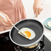 Sartén de Acero Inoxidable 316L con Diseño de Panal de Abeja, 7 Capas Compuestas Antiadherentes, Sin Recubrimiento, Moderna, Apta para Inducción, Gas y Vitrocerámica