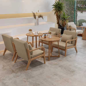 Juego <span class=keywords><strong>de</strong></span> Muebles <span class=keywords><strong>de</strong></span> Comedor Estilo Nórdico, Sillón <span class=keywords><strong>de</strong></span> Madera Maciza y Sofá <span class=keywords><strong>de</strong></span> Cuero - Product Image 3