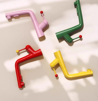 Robinet de lavabo monocommande moderne en alliage de zinc multicolore, à montage sur plan, avec double sortie d'eau chaude et froide, en céramique