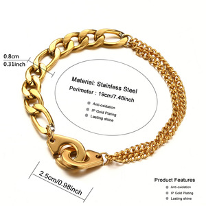 <span class=keywords><strong>Bracelet</strong></span> menottes en acier inoxydable plaqué <span class=keywords><strong>or</strong></span> 18 carats pour femmes Boho Retro Thick Twist Figaro Chain Party Trendy Jewelry New - Product Image 2