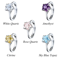 Vente en gros d'usine, bague étoile en argent sterling 925 plaqué rhodium avec différentes pierres précieuses naturelles, pour femmes, cadeau, usage quotidien