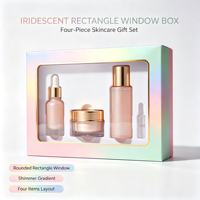 Boîte d'emballage cosmétique en papier rectangulaire irisé personnalisée pour ensemble de soins de beauté
