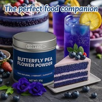 Bubuk Ekstrak Herbal Bunga Kacang Kupu-kupu Alami 100% Murni Alami Blue Matcha Kemasan Vakum Drum Kualitas Makanan Sehat