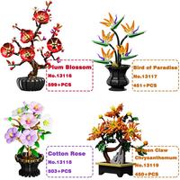 MJI 13116 13117 13118 13119 Ensemble de blocs de construction créatifs en plastique, motif floral, jouet en gros, cadeau HBD unisexe