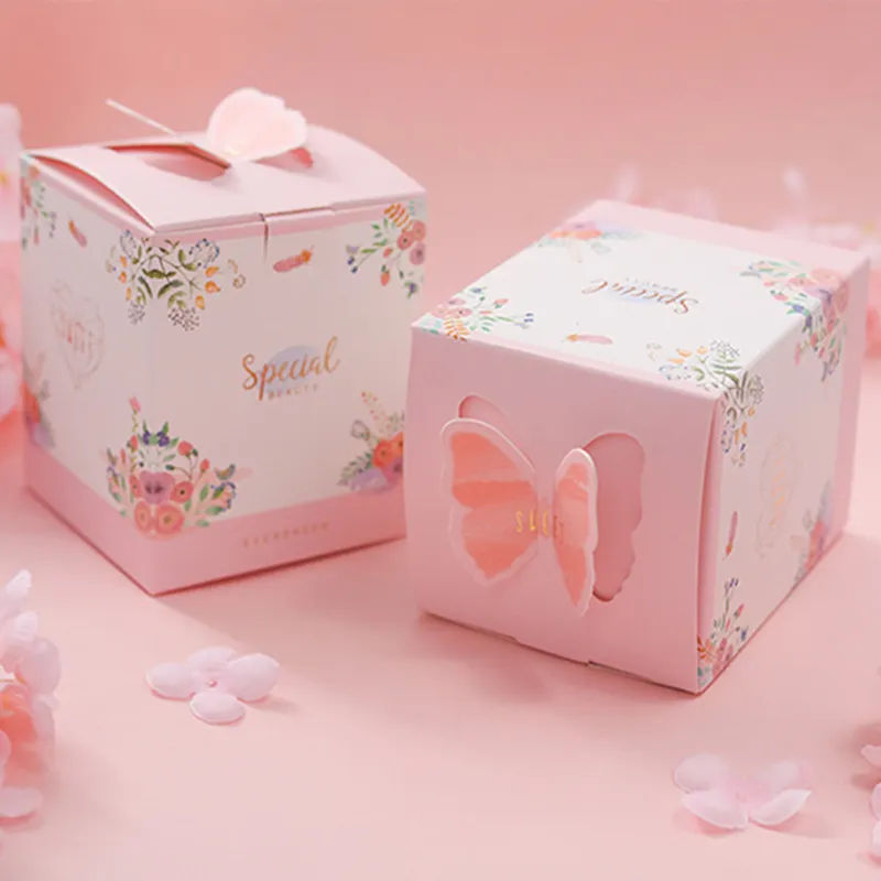 गुलाबी धनुष प्यार शैली उपहार बॉक्स गोद भराई जन्मदिन की पार्टी कैंडी बॉक्स मीठी चॉकलेट बक्से क्रिसमस शादी एहसान सजावट