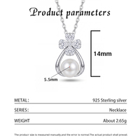 Collar de Plata S925 con Perla de Agua Dulce y Colgante de Flor de Trébol con Circonitas, Joyería Elegante, Regalo para Mujeres y Niñas