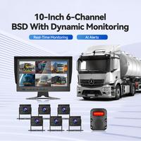 6 Kanallı LCD BSD Kör Nokta Tespit Sistemi 360 Panorama AI Kamera Toz Geçirmez Park Yardımcısı Sesli Alarm Ticari Araç Monitörü