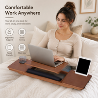 Support multifonction personnalisé pour iPad, téléphone, ordinateur portable, vente chaude, table d'appoint en bambou pour ordinateur portable