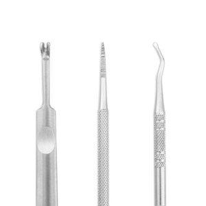 Stainless Steel Nail Remover 3-Piece Set Silver Double Headed Cuticle Tool Portable Manicure Pedicure Kit - Product Image 3