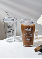 Vente en gros Tasse à café en verre style Ins, grande capacité, avec paille en verre, design élégant
