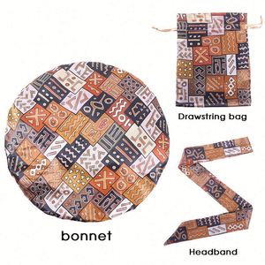 African Double Layer Silk Satin Bonnets Headwrap <b>Bag</b> for Hair Protection All-Night Comfort with XL Scrunchie Promotion Gift Set - Product Image 4