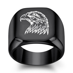 Eagle Stainless Steel Polished <b>Ring</b> <b>For</b> <b>Men</b> Square 18mm Retro Punk Style Gift Jewelry - Product Image 4