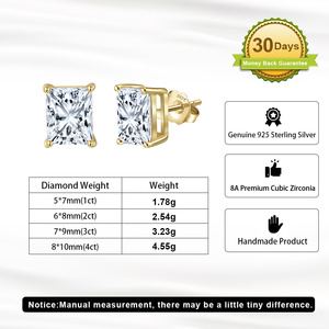 LZE54 RINNTIN Women <strong>Earrings</strong> 14K <strong>Gold</strong> Plated 925 Sterling Silver <strong>Emerald</strong> Radiant Cut 8A Premium Cubic Zirconia Stud <strong>Earrings</strong> - Product Image 6
