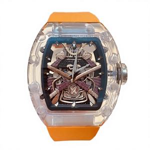 Reloj Mecánico de Lujo 2025, el Más Vendido, de Alta Calidad, con Caja de Cerámica Transparente, Correa de Goma Naranja y Esfera de Cristal de Zafiro - Product Image 3