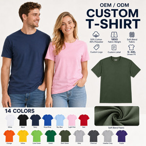 Custom Logo 180G <b>Men</b> Women T-<b>Shirt</b> 55% Cotton 45% Polyester Soft Breathable Wholesale Premium Blank Tee S-4XL 14 Colors - Product Image 1
