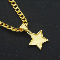 Pendentif Étoile à Cinq Branches Plaqué Or 18K avec Strass Scintillants et Chaîne Cubaine – Bijou Tendance Streetwear pour Fêtes