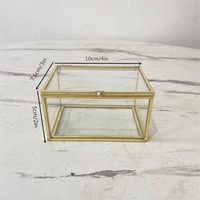 Boîte de rangement pour bijoux en verre transparent avec garniture en cuivre, boîte de présentation pour commode, table de chevet, décoration de la maison