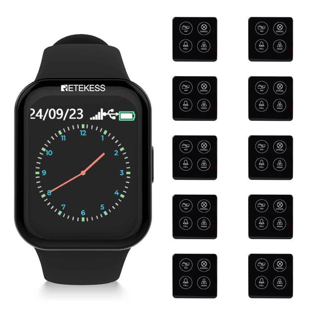 IP67 Waterproof Two-way Restaurant Order Device Waiter Smart Wrist Watch Call Calling Pager Buzzer System 433MHz Retekess TD113
