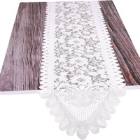 Chemin de table en dentelle ivoire imprimé jacquard tricoté 100 % polyester, collection Printemps, 13x76, pour usage domestique et hôtelier