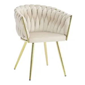 Metal Steel Frame Chairs Velvet Ding Chair With Gold Leg