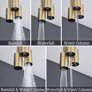 Pomme <span class=keywords><strong>de</strong></span> douche murale ronde HIDEEP pour salle <span class=keywords><strong>de</strong></span> bain, eau chaude et froide, corps principal, robinet <span class=keywords><strong>de</strong></span> douche pour <span class=keywords><strong>baignoire</strong></span>, or brossé - Product Image 2