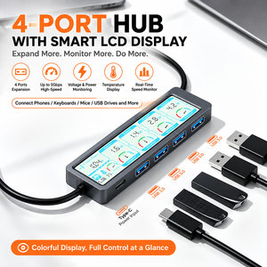 Hub USB Portátil de 4 Puertos USB 3.0 con Transferencia de Datos de 5Gbps y Pantalla de Monitoreo de Energía en Tiempo Real - Product Image 3