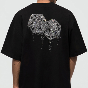 เสื้อยืดประดับเพชรแบบกำหนดเอง เสื้อยืดติดมุกแบบรีดร้อน เสื้อยืดประดับเพชรโลโก้แบรนด์ตามสั่งสำหรับผู้ชาย - Product Image 1
