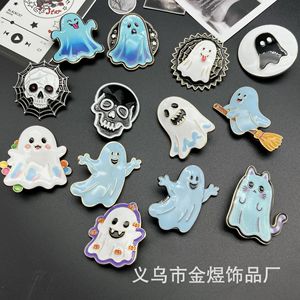 Broches de Aleación de Zinc de Halloween, Diseño de Calavera y Fantasma de Dibujos Animados, Joyería Punk para Fiestas, Unisex - Product Image 1