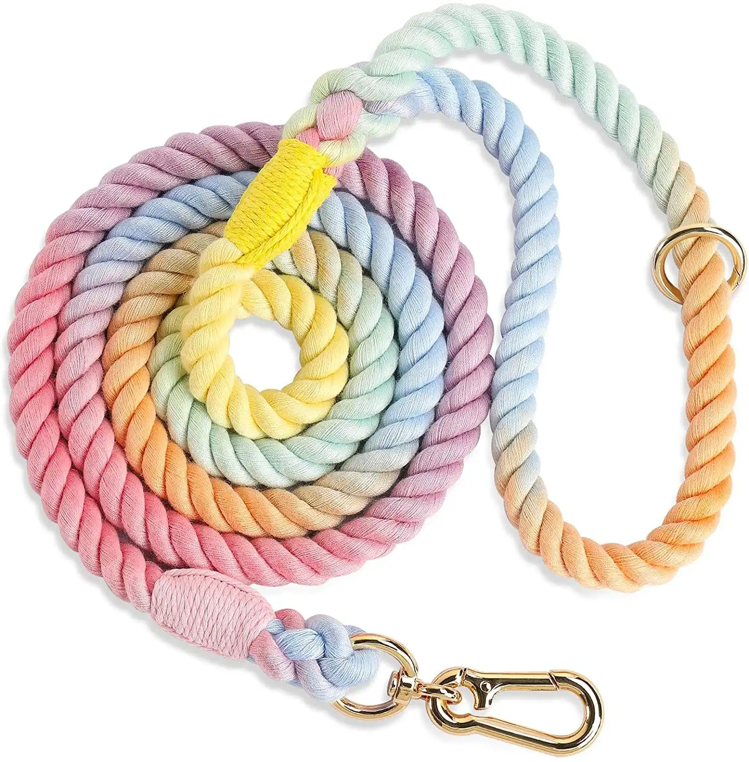 slip lead correa de perro hundeleine Customized adjustable turquoise braided Nylon rope soft cotton pet dog collar slip leash