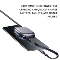 Câble de données rétractable à charge super rapide 240W pour téléphones mobiles, tablettes, ordinateurs portables, utilisation en voiture, câble de charge universel double type-C